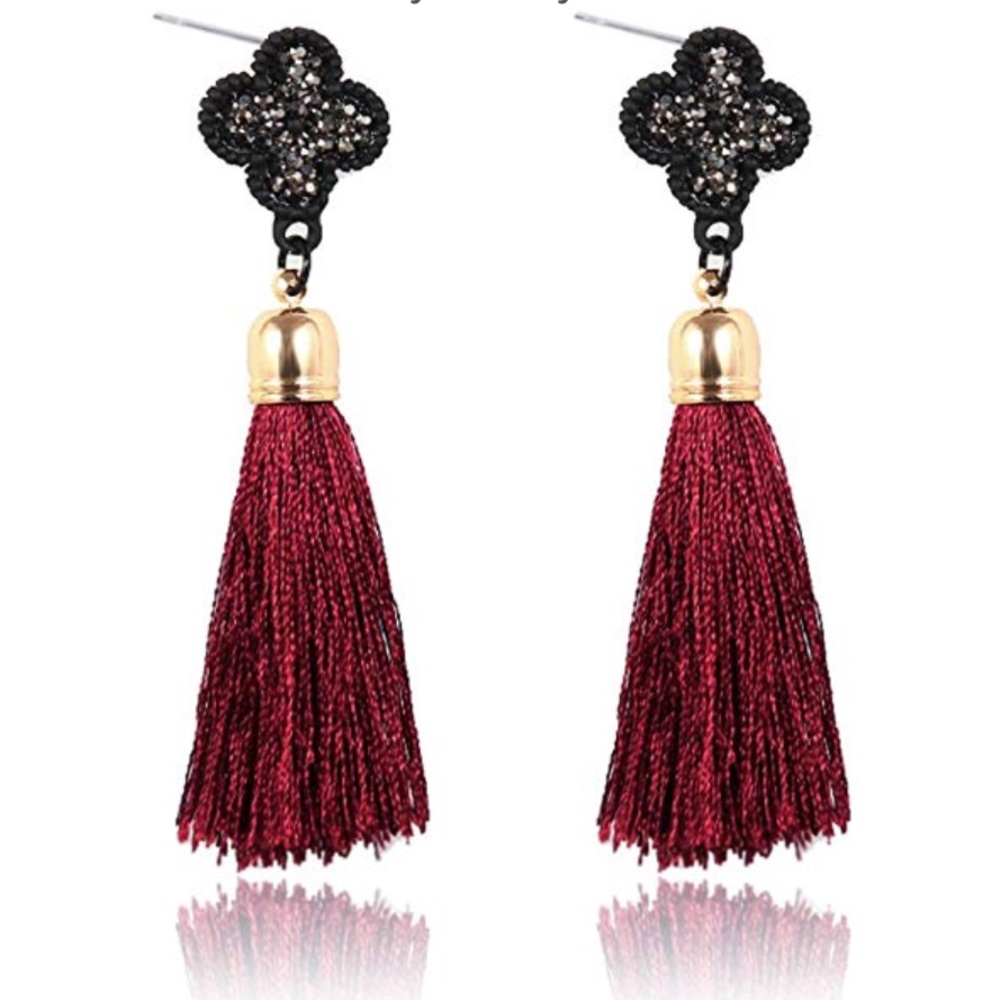 Bohemian Style Alloy Diamond Tassel Earrings